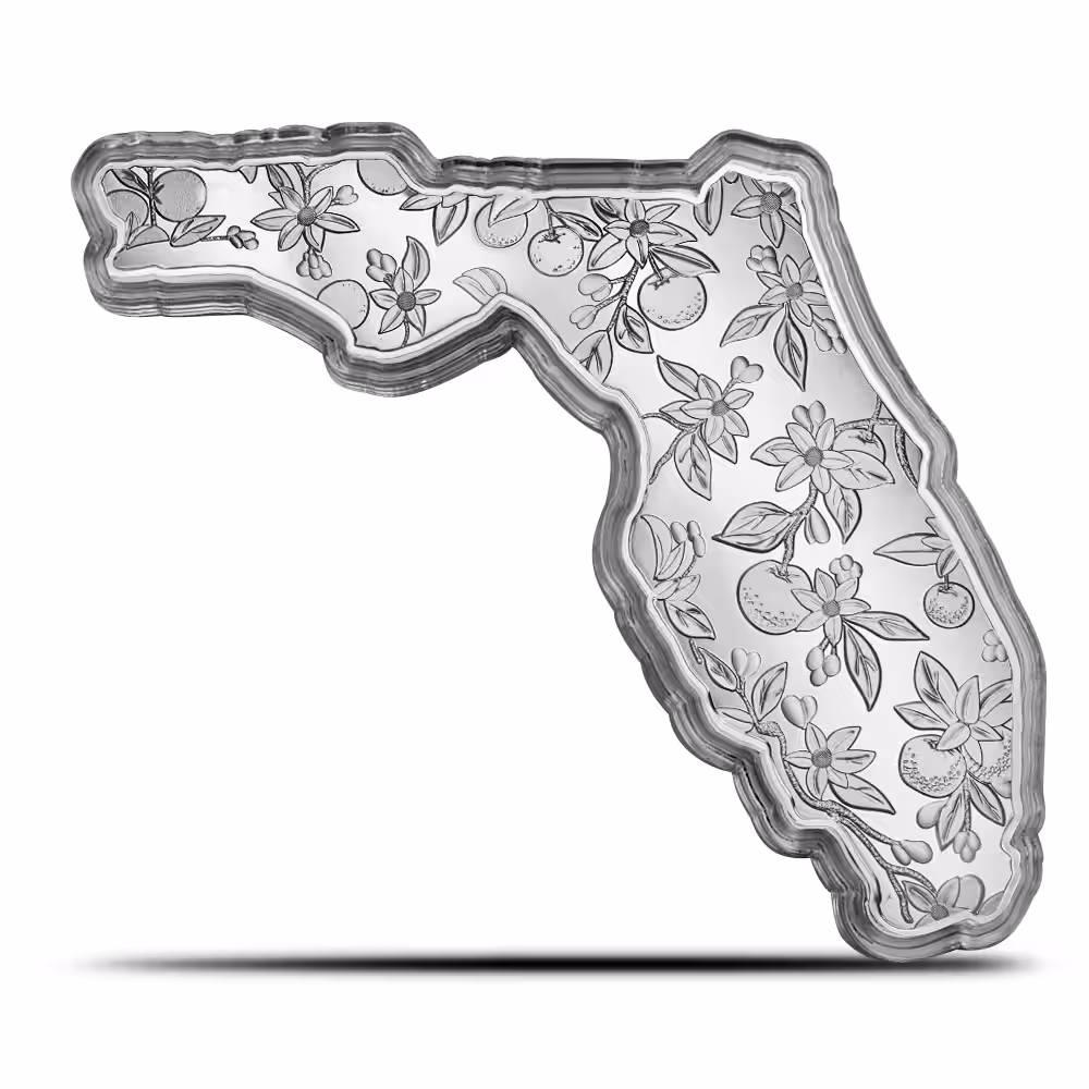 5 oz Florida Shaped Silver Bar (New)