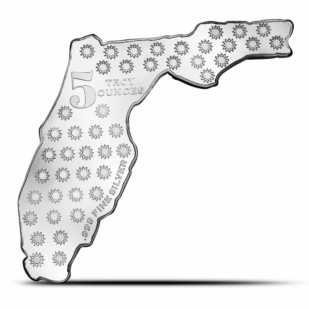 5 oz Florida Shaped Silver Bar (New)