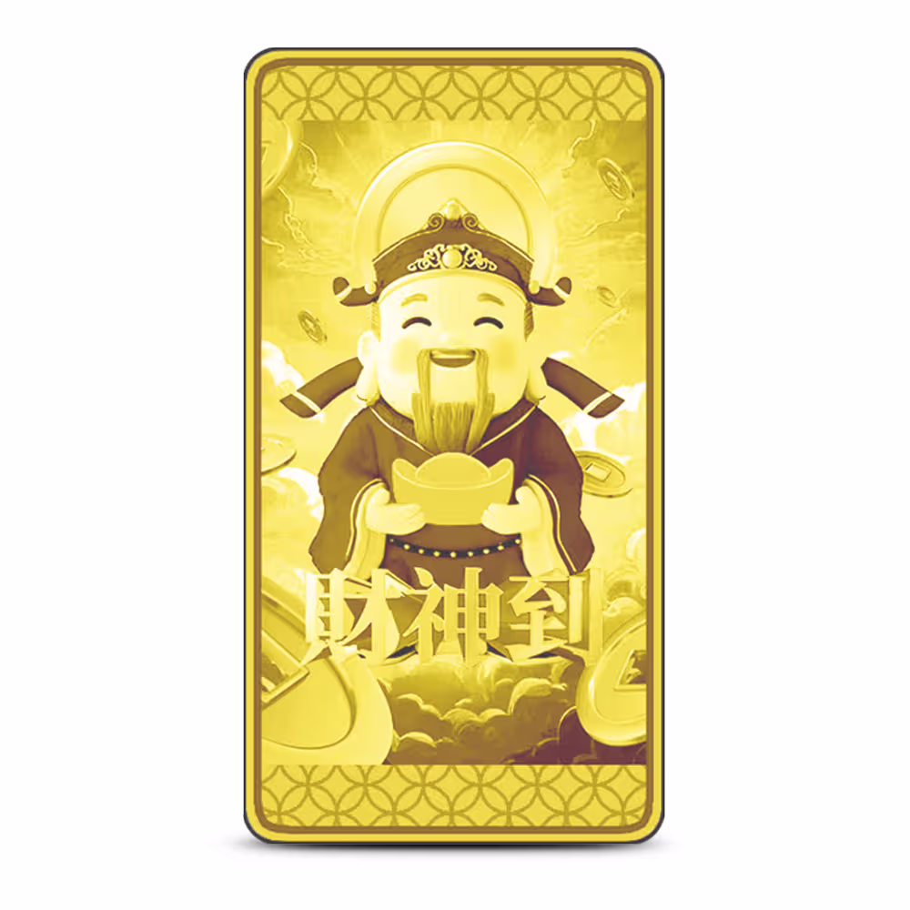 1/1000 oz Proof God of Wealth Gold Bar (New w/ Assay)