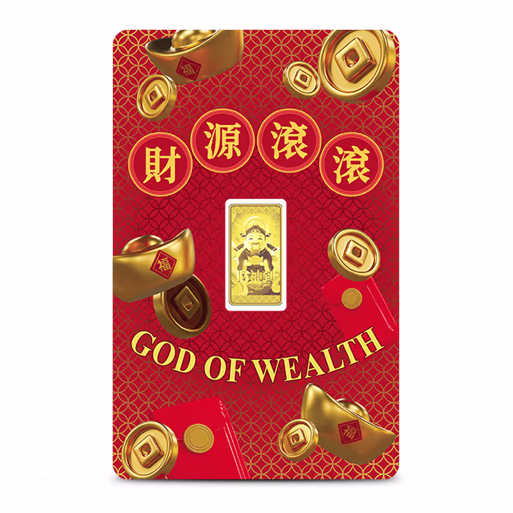 1/1000 oz Proof God of Wealth Gold Bar (New w/ Assay)