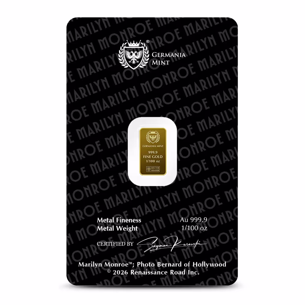 1/100 oz Marilyn Monroe Gold Bar (New w Assay)