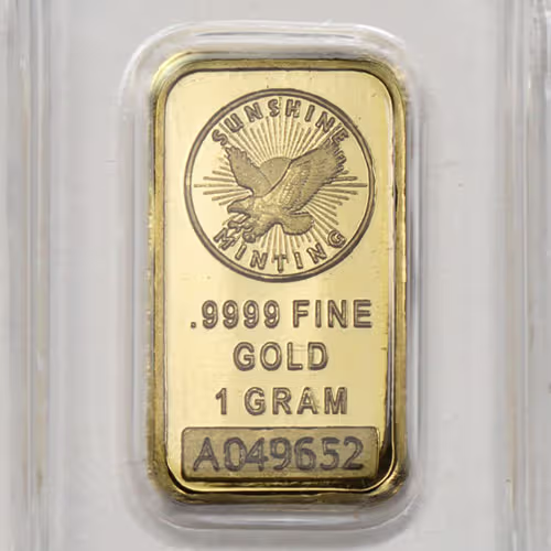 1 Gram Sunshine Gold Bar (New w/ Assay, MintMark SI) Product image
