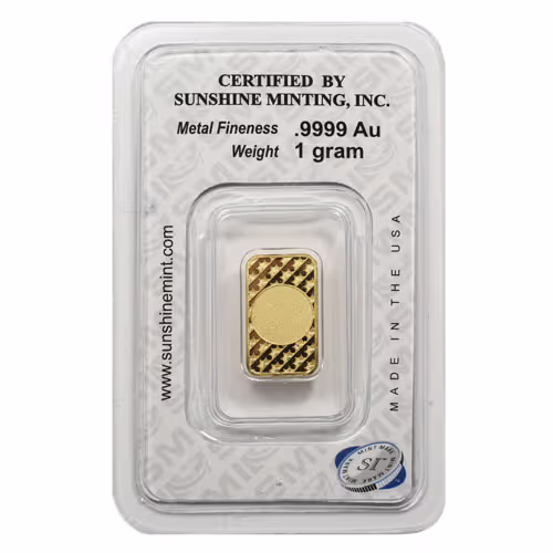 1 Gram Sunshine Gold Bar (New w/ Assay, MintMark SI) Product image