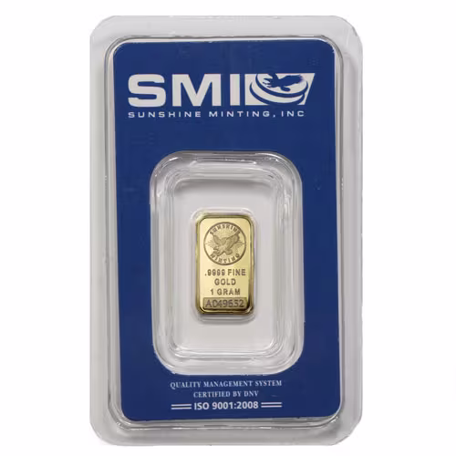 1 Gram Sunshine Gold Bar (New w/ Assay, MintMark SI) Product image