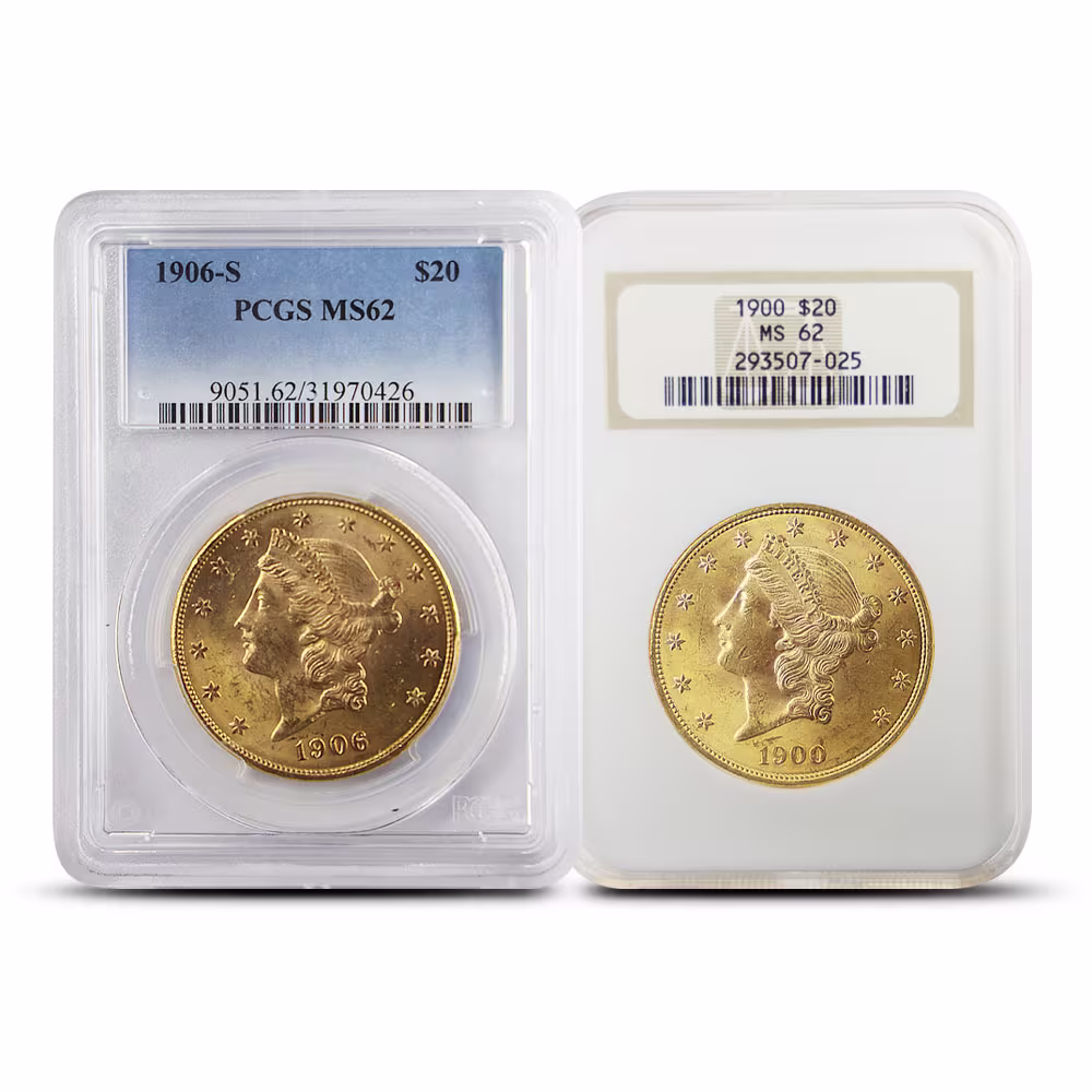 Pre-33 $20 Liberty Gold Double Eagle Coin MS62 (PCGS or NGC)