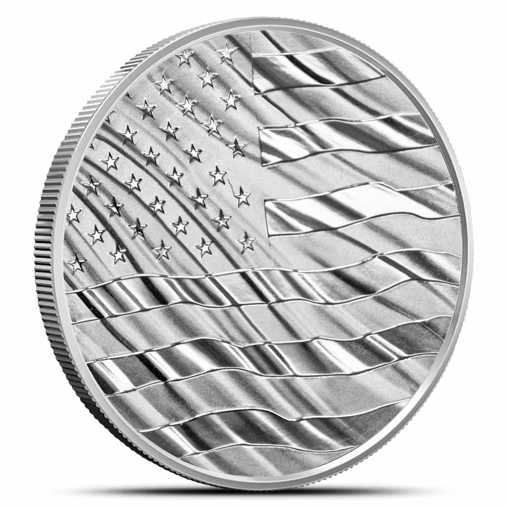 1/2 oz Engravable American Flag Golf Ball Marker Silver Round (New)